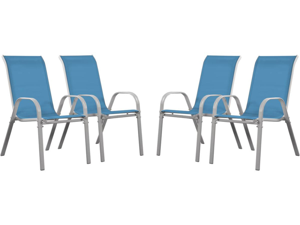 Sedia da giardino textilene "Cordoba" -Phoenix- Blu  Set di 4