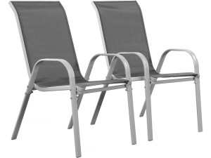 Sedia da giardino textilene "Cordoba" -Phoenix- Grigio scuro/Argentato-Set di 2