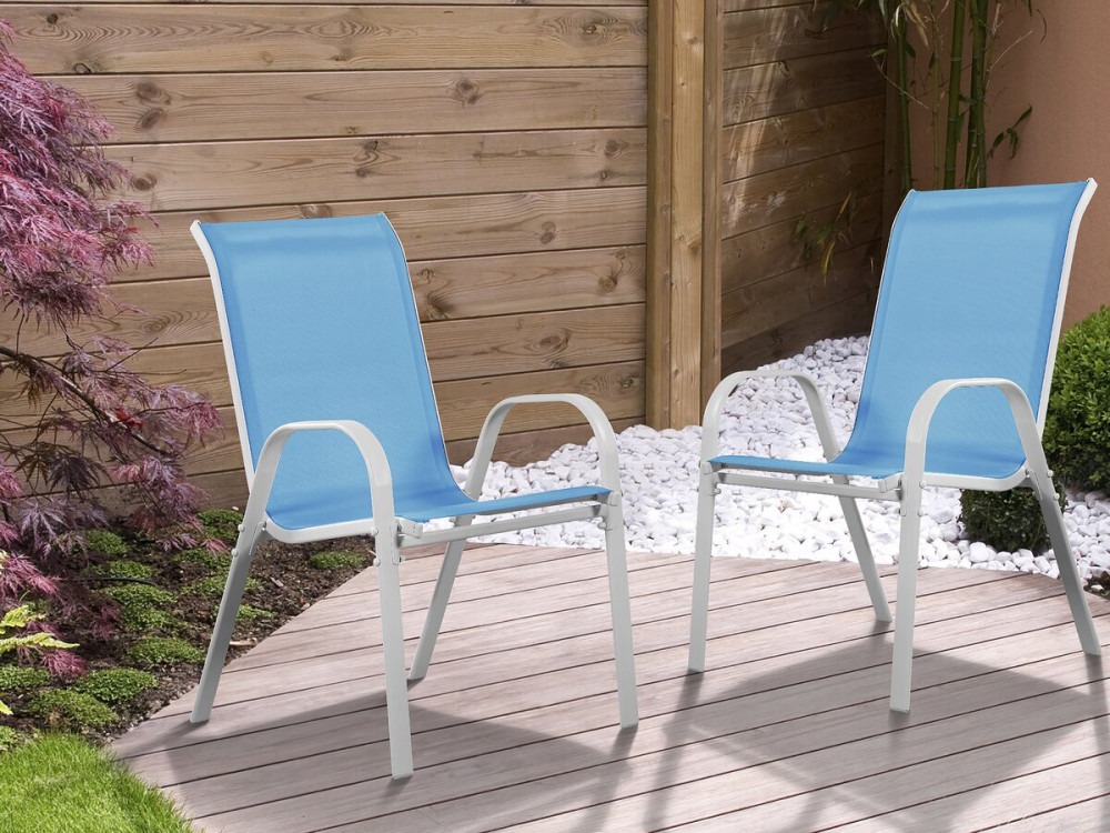 Sedia da giardino textilene "Cordoba" -Phoenix-Blu-Set di 2