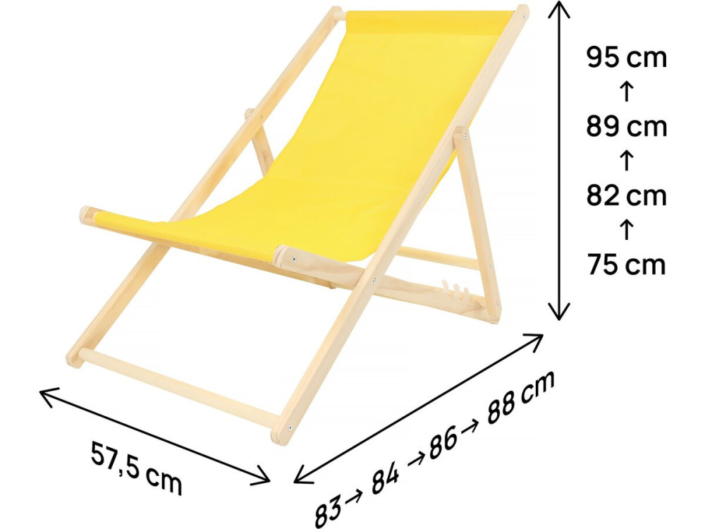 Set di 2 sedie a sdraio in legno "Chilean" - 107 x 56.5 x 81 cm - Giallo