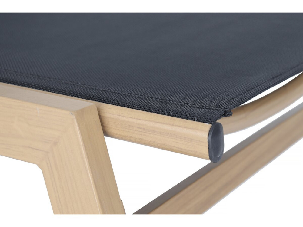Lettino prendisole in alluminio effetto legno "Elysia" - Nero