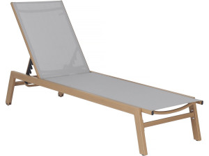 Lettino prendisole "Elysia" in alluminio con finitura effetto legno - Grigio chiaro