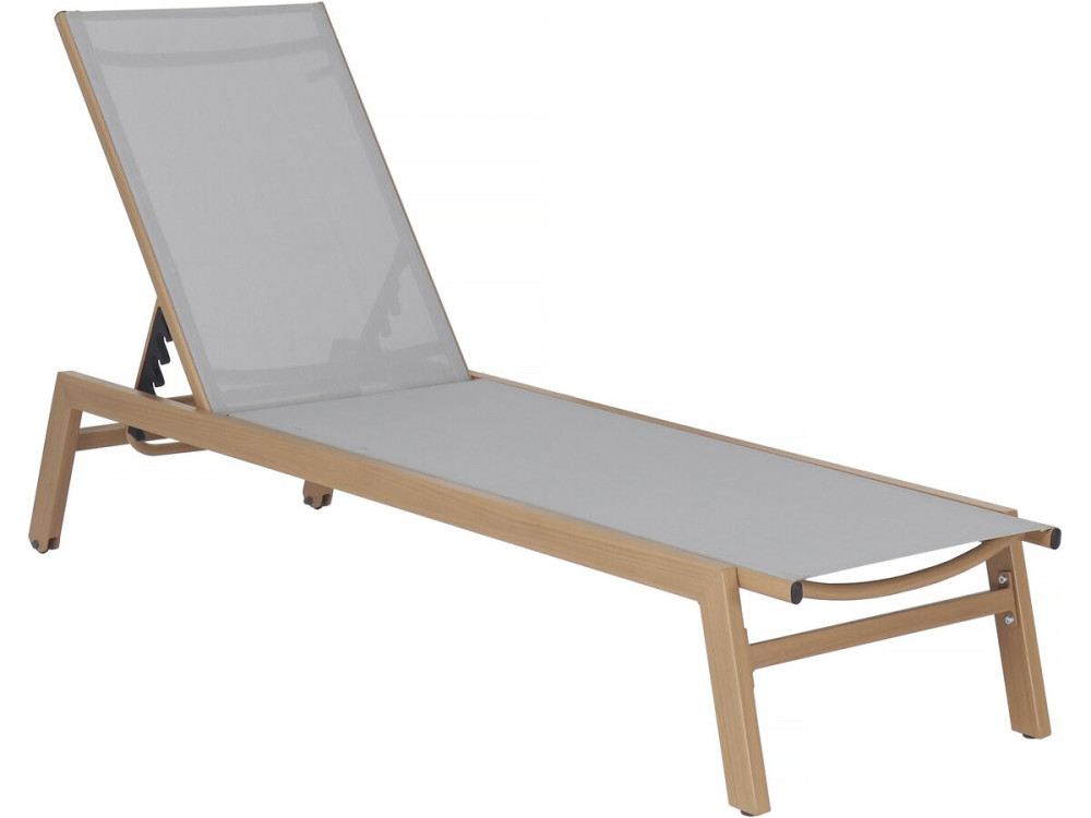 Lettino prendisole "Elysia" in alluminio con finitura effetto legno - Grigio chiaro