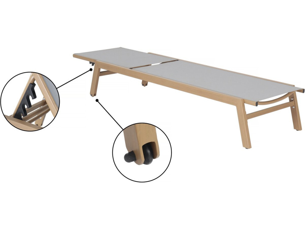 Lettino prendisole "Elysia" in alluminio con finitura effetto legno - Grigio chiaro