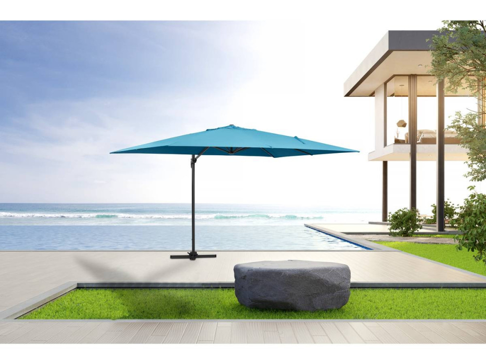 Ombrellone da giardino offset Alu "Sun 4" - Rettangolo - 3 x 4 m - Blu