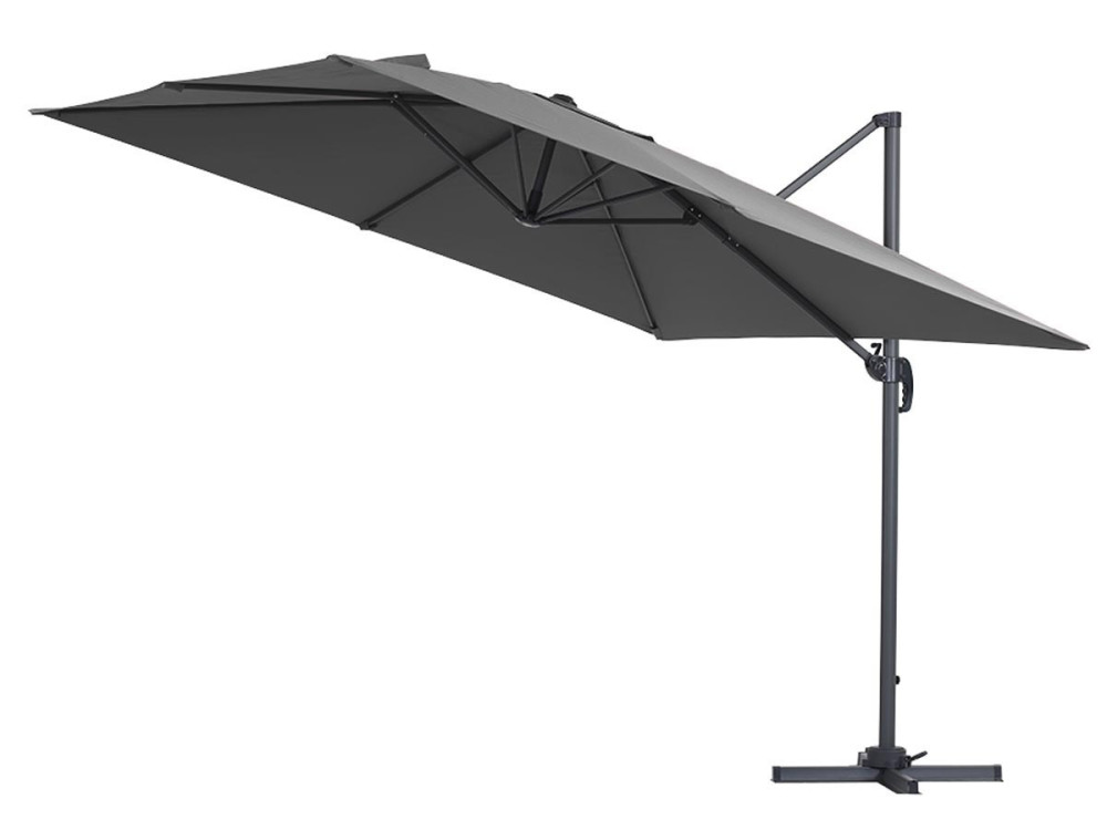 Ombrellone da giardino decentrato in alluminio SUN 3 - Quadrato  - 3 x 3 m - Grigio