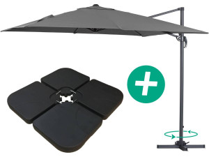 Ombrellone da giardino a sospensione "Sun 3 " - Quadrato - 3 x 3 - Grigio - Base inclusa
