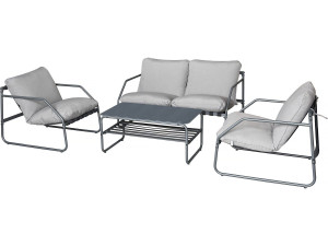 Set di mobili da giardino in metallo "Sora" con cuscini - 4 posti - Grigio