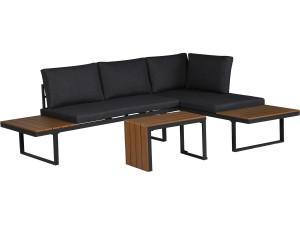 Set di mobili da giardino "Sylva" divano angolare modulare, finitura in finto legno - 4 posti - Grigio