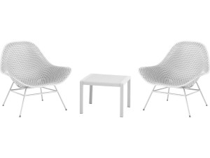 Set di 2 poltrone da giardino "Soléna" con tavolino - Bianco
