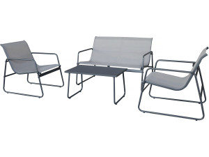 Set di mobili da giardino in metallo "Fortaleza" - 4 posti - Grigio chiaro