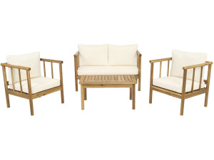 Set di mobili da giardino in legno "Milano" con cuscini - 4 posti - Beige