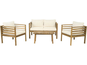 Set di mobili da giardino in legno "Beckham" con cuscini - 4 posti - Beige