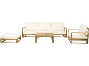 Set di mobili da giardino modulari in legno "Bellingham" con cuscini - 5 posti - Beige