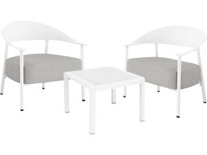 Set di mobili da giardino in metallo e plastica "Céora" - 2 posti - Bianco