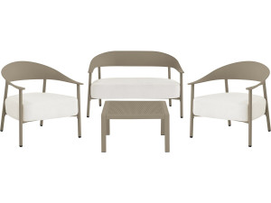 Set di mobili da giardino in metallo e plastica "Céora" - 4 posti - Taupe