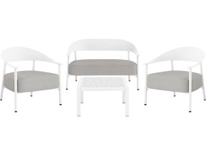 Set di mobili da giardino in metallo e plastica "Céora" - 4 posti - Bianco