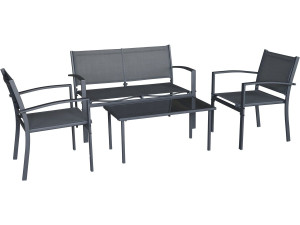 Set di mobili da giardino in metallo "Lino II" - 4 posti - Nero