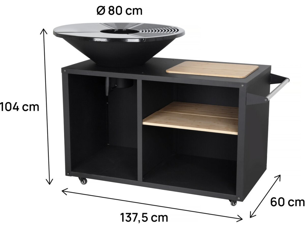 Braciere plancha per barbecue a legna e carbonella "Maréchal" - Ø 81 cm - Nero