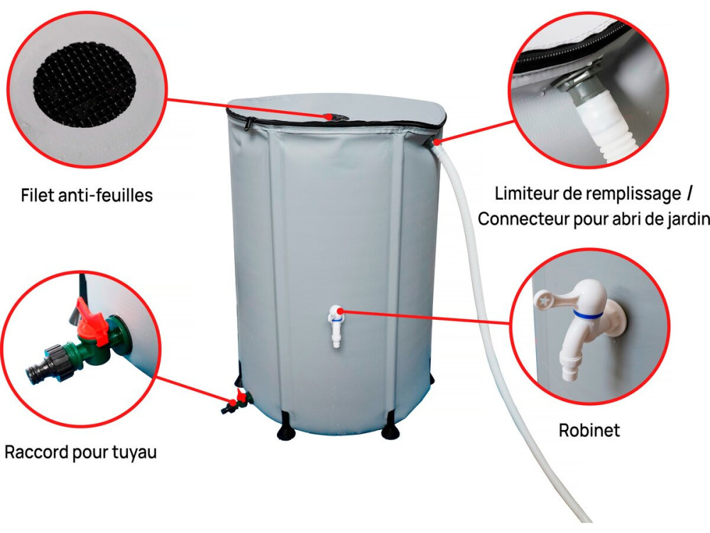 Serbatoio flessibile per il recupero dell'acqua in PVC da 250 L - Grigio