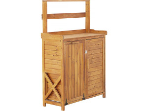 Mobile da giardino in legno "Lou" con cestino integrato - Marrone