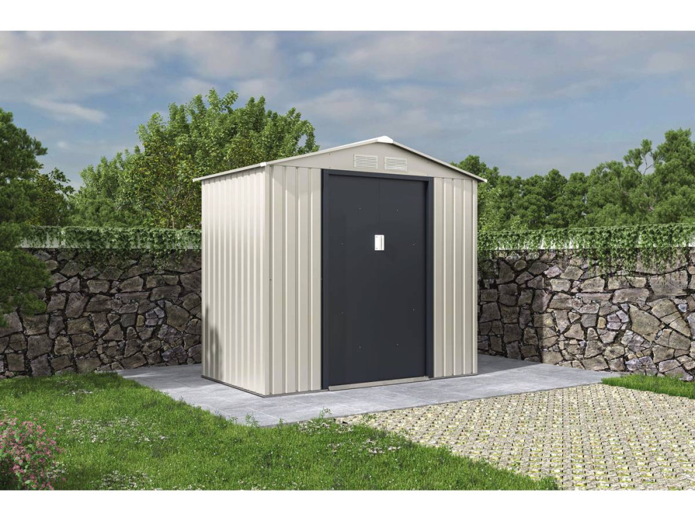Casetta da giardino in metallo "Nebraska" - 2,70 m² - Beige/grigio antracite