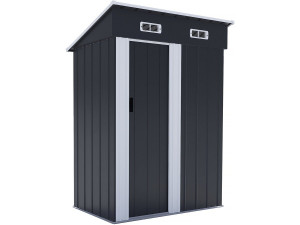 Casetta da giardino in metallo "Memphis" con porta scorrevole - 1,36 m² - Grigio
