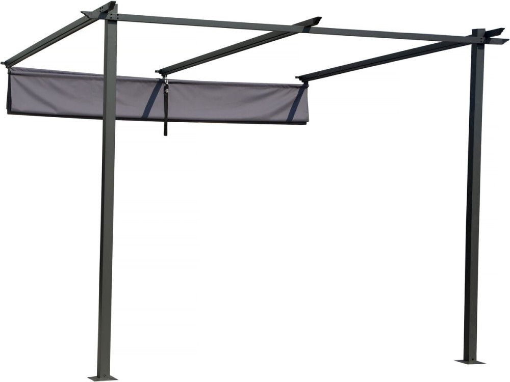 Pergola con tetto retrattile - 3 x 3 m - grigio antracite
