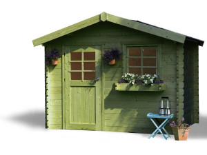 Casetta da giardino in legno "Sologne" - Modello impregnato (verde) - 8,88 m² - 2,98 x 2,98 x 2,39 m - 28 mm