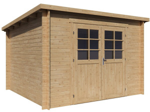 Casetta da giardino in legno "Rowan" a una falda - 9,5 m² - 28 mm - Beige