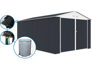 Garage in metallo "Houston" - 18,56 m² con grondaia e serbatoio per il recupero dell'acqua - Antracite