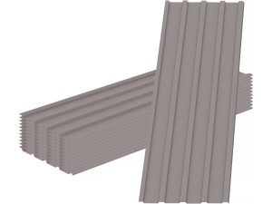 Set di 12 pannelli di rivestimento in acciaio zincato "Atlanta" - 129 x 42 cm - Taupe