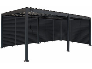 Pergola bioclimatica con 9 lamelle in alluminio "Kensington" - 3 x 6 m - Grigio