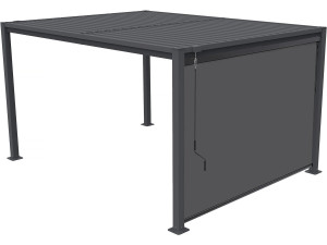 Pergola bioclimatica "Howard" con tenda in acciaio zincato - 3 x 4 m - Grigio