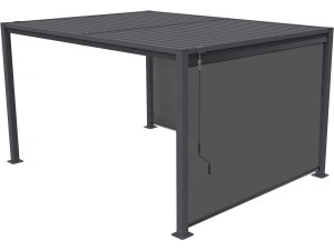 Pergola bioclimatica "Howard" con 2 tende in acciaio zincato - 3 x 4 m - Grigio