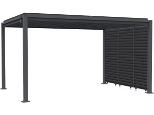 Pergola bioclimatica "Howard" con 3 lamelle in acciaio zincato - 3 x 4 m - Grigio