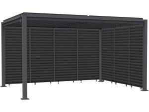 Pergola bioclimatica "Howard" con 7 lamelle in acciaio zincato - 3 x 4 m - Grigio