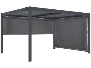 Pergola bioclimatica con 2 tende in alluminio "Windsor" - 3 x 4 m - Grigio