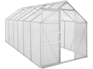 Serra da giardino in policarbonato 370 x 190 x 195 cm "Basilic" - 7,03 m² - Grigio