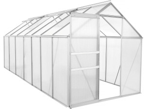 Serra da giardino in policarbonato 430 x 190 x 195 cm "Basilic" - 8,17 m² - Grigio