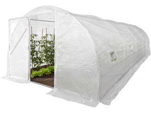 Serra a tunnel da giardino "Mimosa" con porta - 18 m² - 180 g - Bianco
