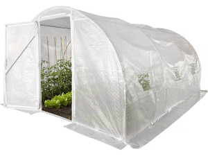 Serra a tunnel da giardino "Mimosa" con porta - 12 m² - 180 g - Bianco