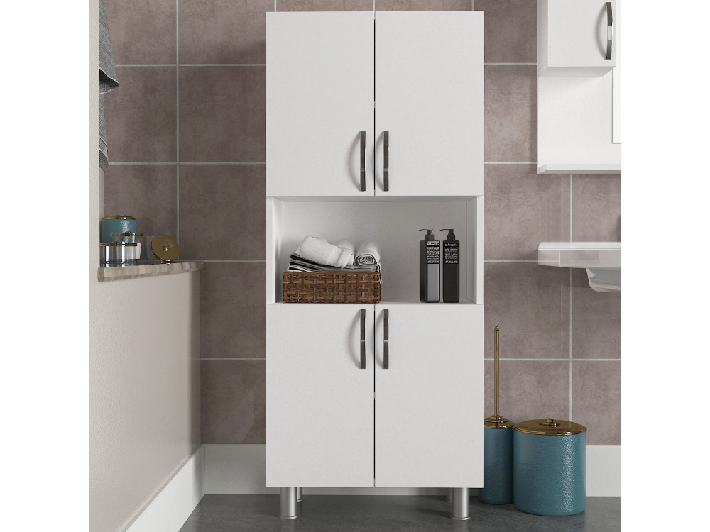 Mobile da bagno in legno "William" - 59 x 29 x 140 cm - Bianco