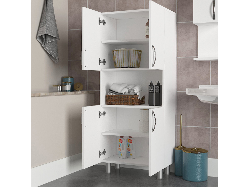 Mobile da bagno in legno "William" - 59 x 29 x 140 cm - Bianco