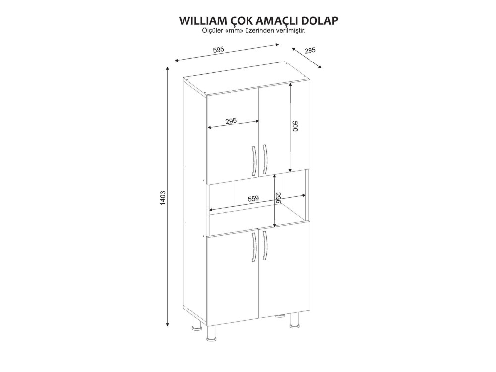 Mobile da bagno in legno "William" - 59 x 29 x 140 cm - Bianco