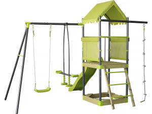 Struttura da gioco in metallo con scivolo e sabbiera "Sohane" - Verde