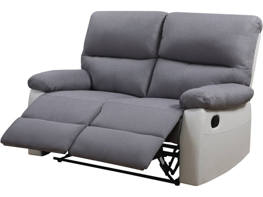 Divano "Lincoln" - 147 x 89 x 103 cm - 2 posti a sedere - Bianco / grigio chiaro