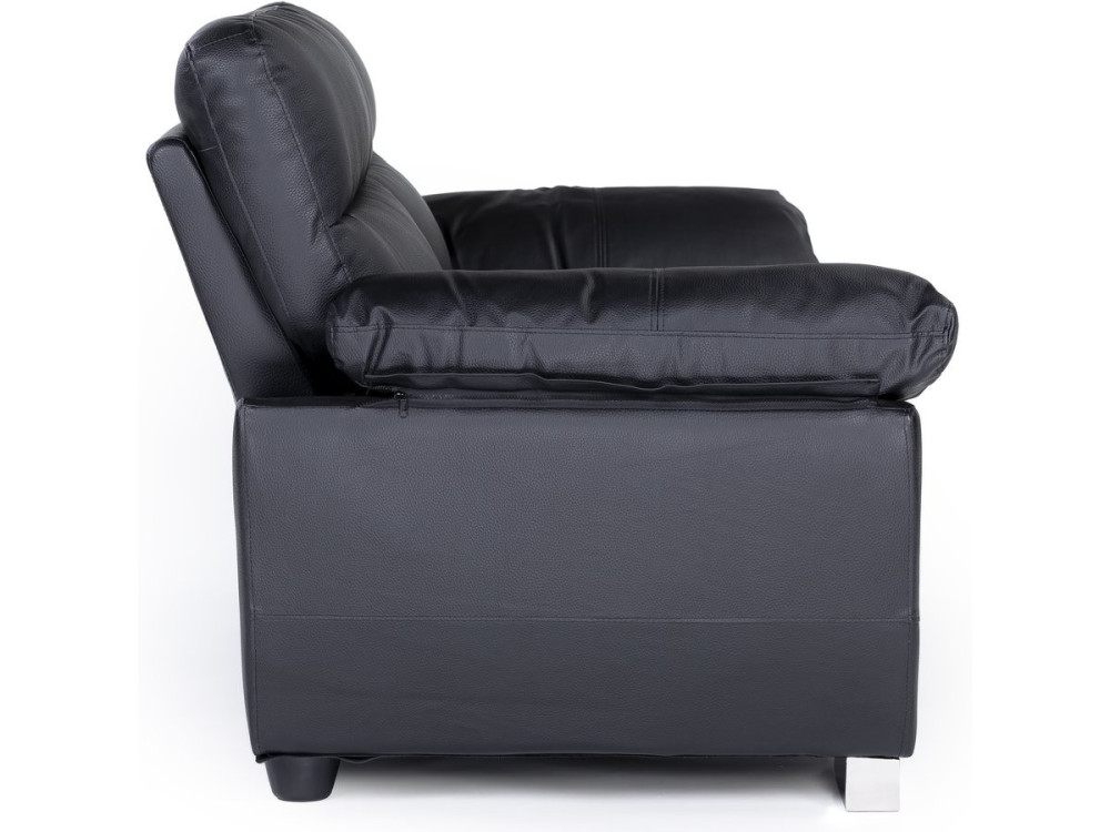 Divano in pelle rigenerata / PVC "DALLAS" - 169 x 88 x 90 cm - 2 posti - Nero