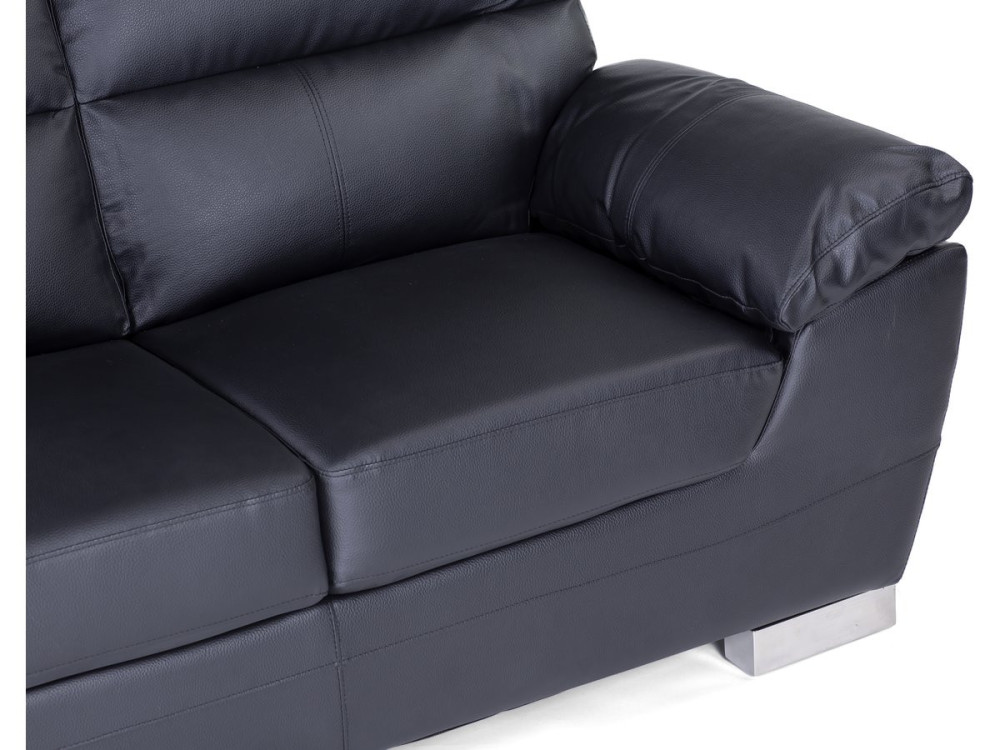 Divano in pelle rigenerata / PVC "DALLAS" - 169 x 88 x 90 cm - 2 posti - Nero