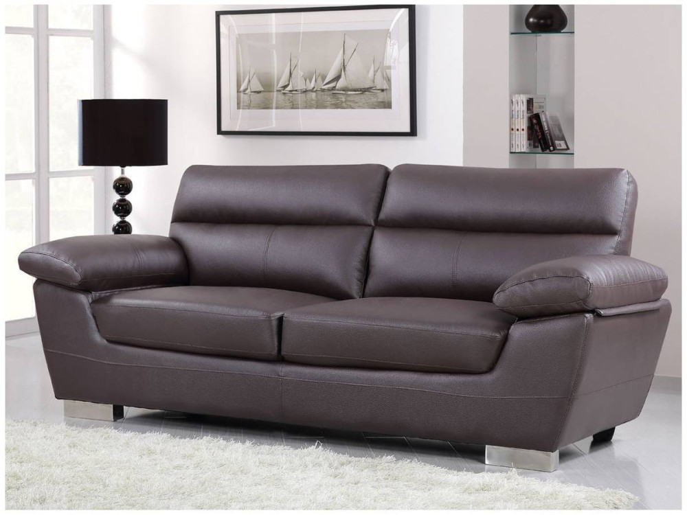 Divano in pelle rigenerata / PVC "DALLAS" - 3 posti - Cioccolato.